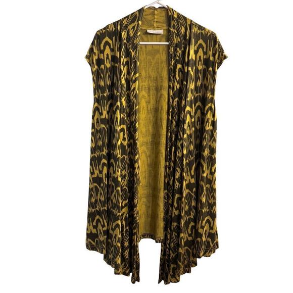 Bryn Walker Open Sleeveless Waterfall Cardigan Vest Abstract Print Medium - Picture 1 of 4